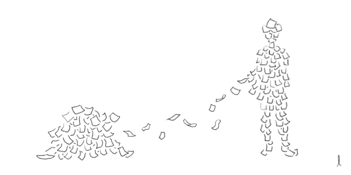 illustration of notes becoming a person