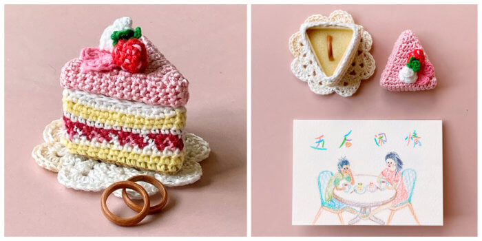 photo of launshae's crocheted ring box and hand made card for her proposal