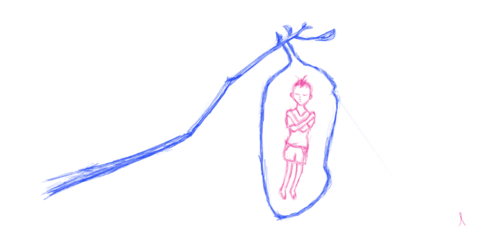 illustration of me in a cocoon