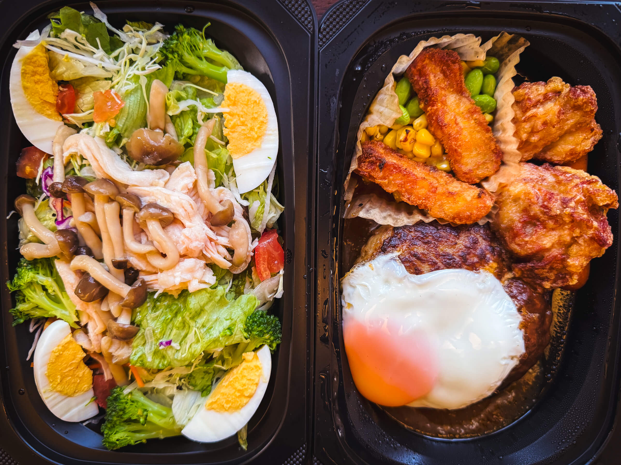 photo of a salad and hamburg steak from uber eats