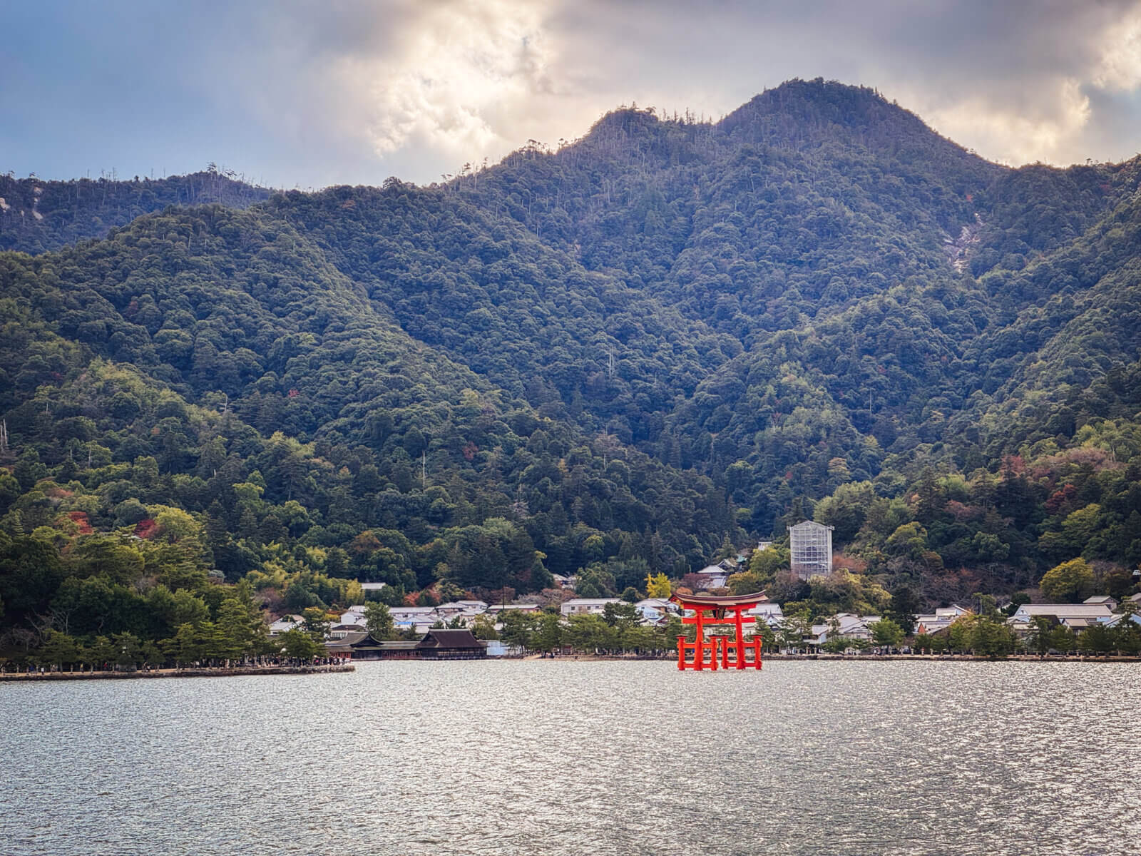 photo of a torii gate when approaching miyajima