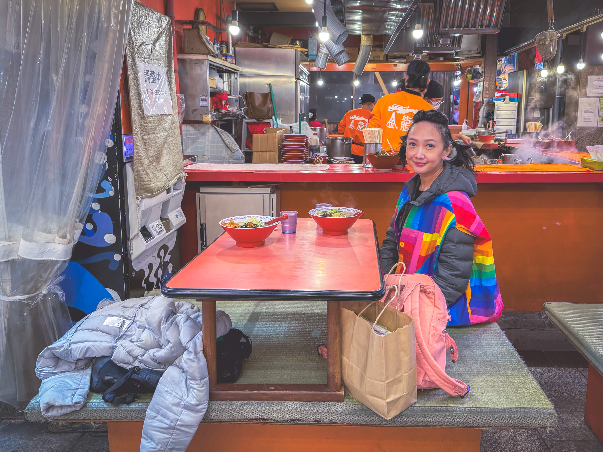 photo of my partner eating ramen in the cold