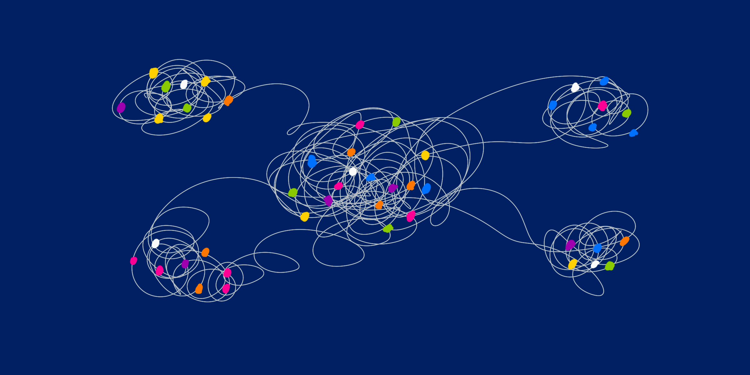 abstract illustration of the complex network of thoughts connecting to the greater complex network that is our world
