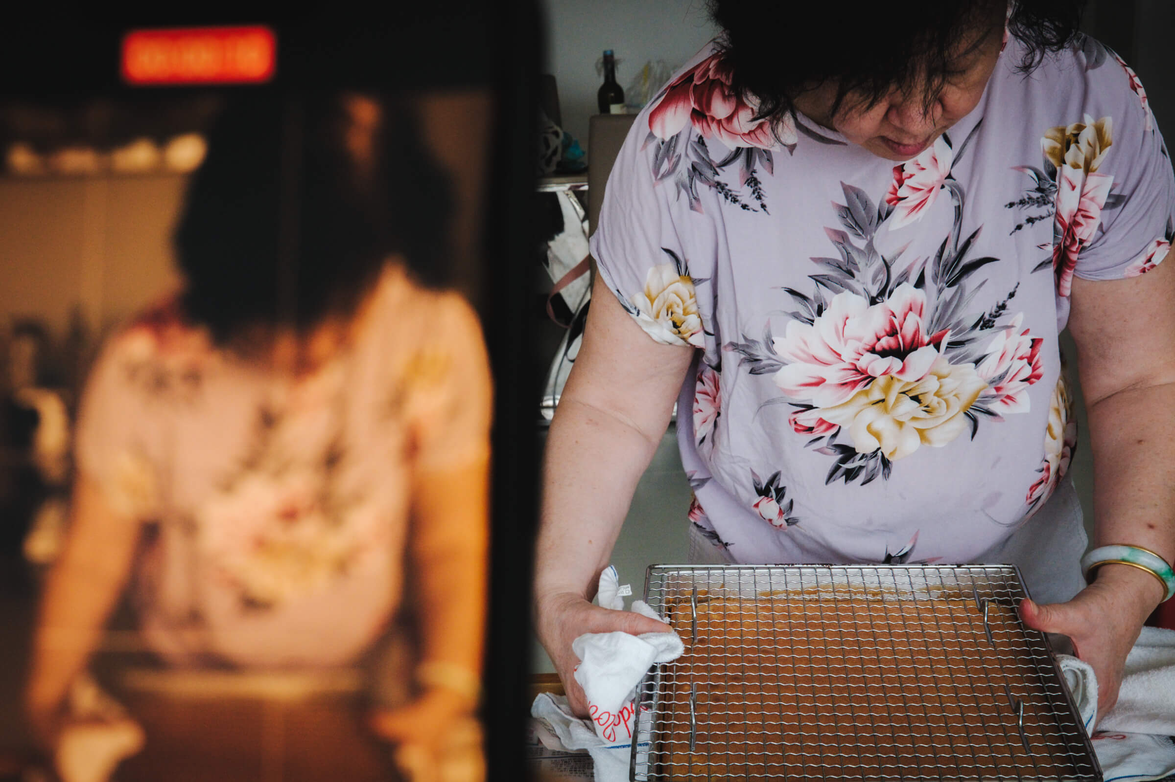 photo of my mom flipping the cake
