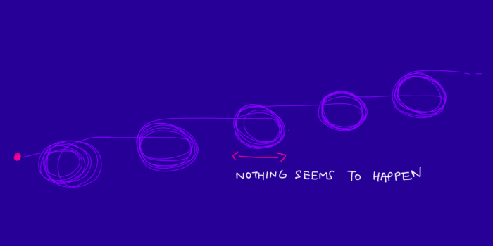 illustration showing how learning something can often feel stuck and as though nothing is happening
