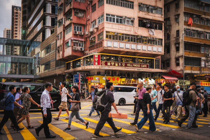 photo of a crossing at mongkong, hongkong