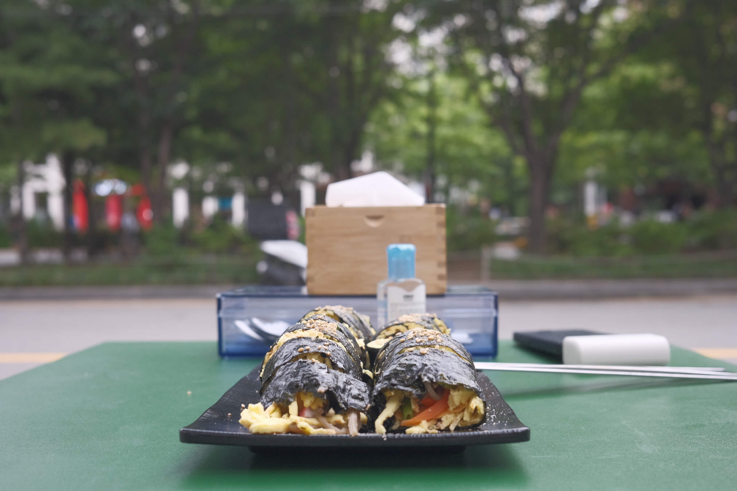 photo of keto gimbap outdoors