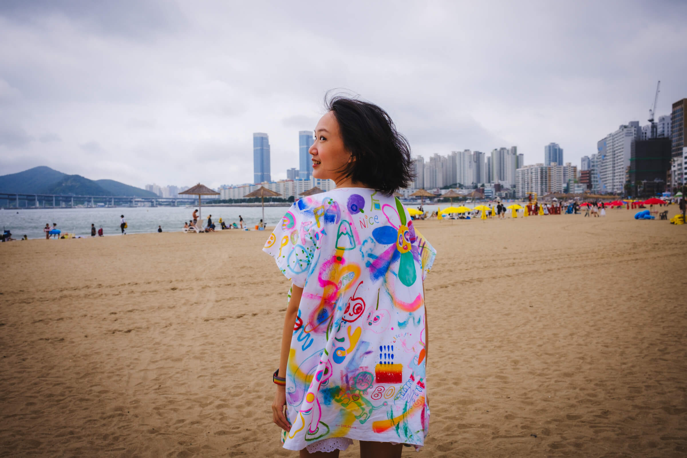 photo of my partner at the beach on her birthday