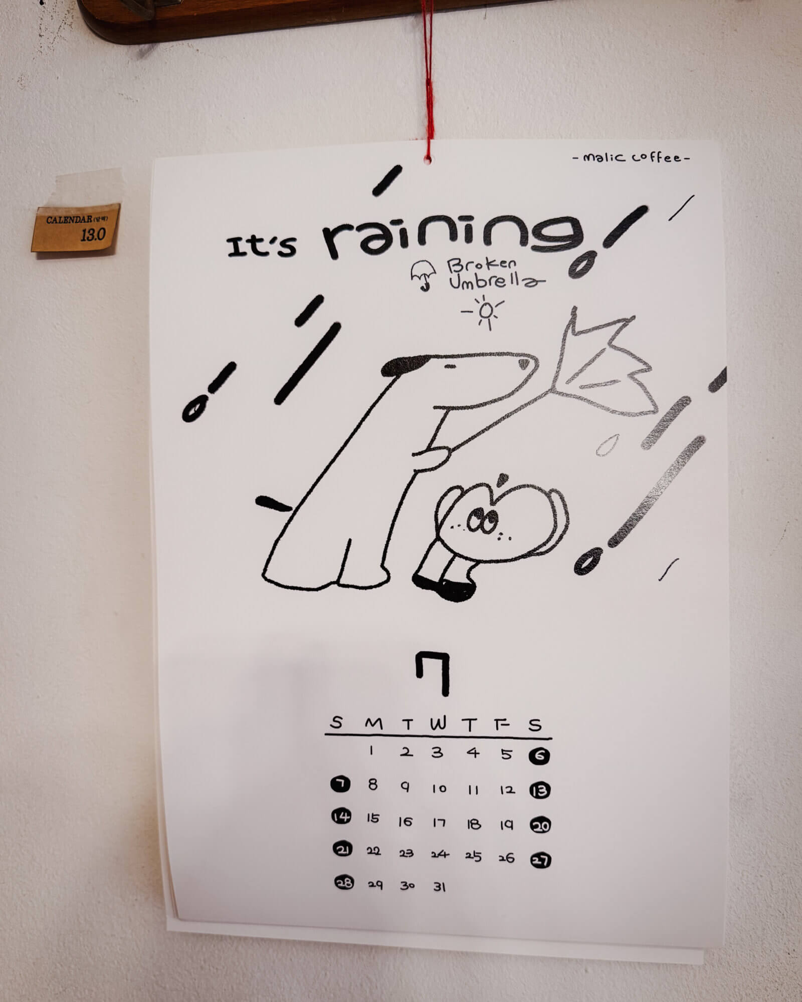 photo of calendar from malic coffee