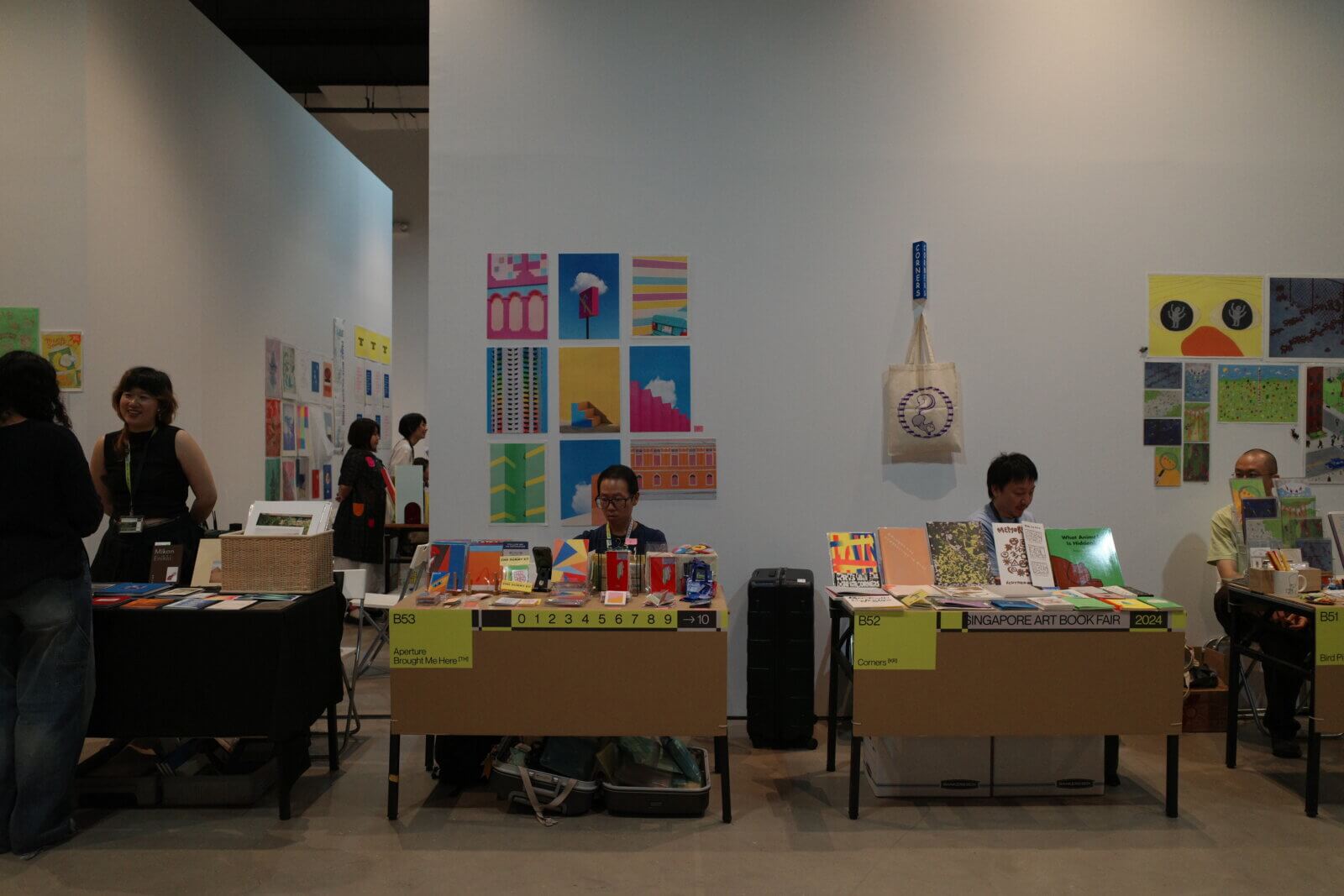 close up of booths at the singapore art book fair