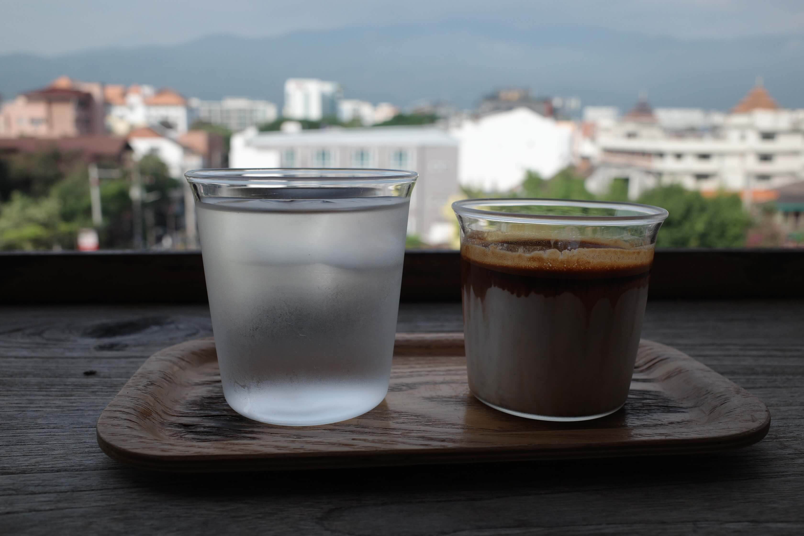 photo of a dirty latte at Fohhide, a cafe on a rooftop